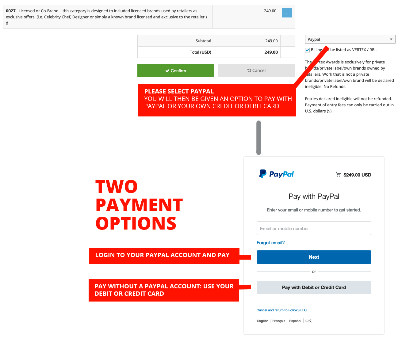 Vertex Payment steps